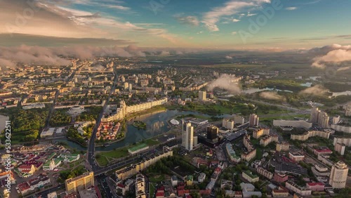 Wallpaper Mural summer sunrise minsk city nemiga river panorama timelapse 4k belarus Torontodigital.ca