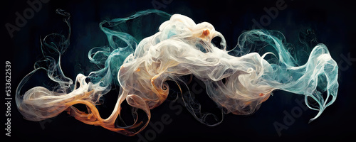 Floating isolated smoke on black background as wallpaper