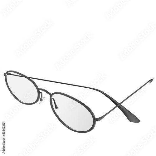 3d rendering illustration of oval eyeglasses