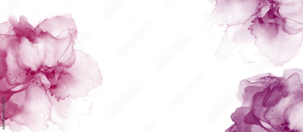 abstract background with pink flowers on the side and space for text