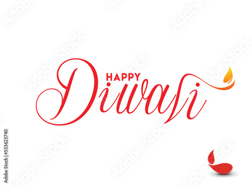 Happy Diwali text design. Abstract vector illustration.