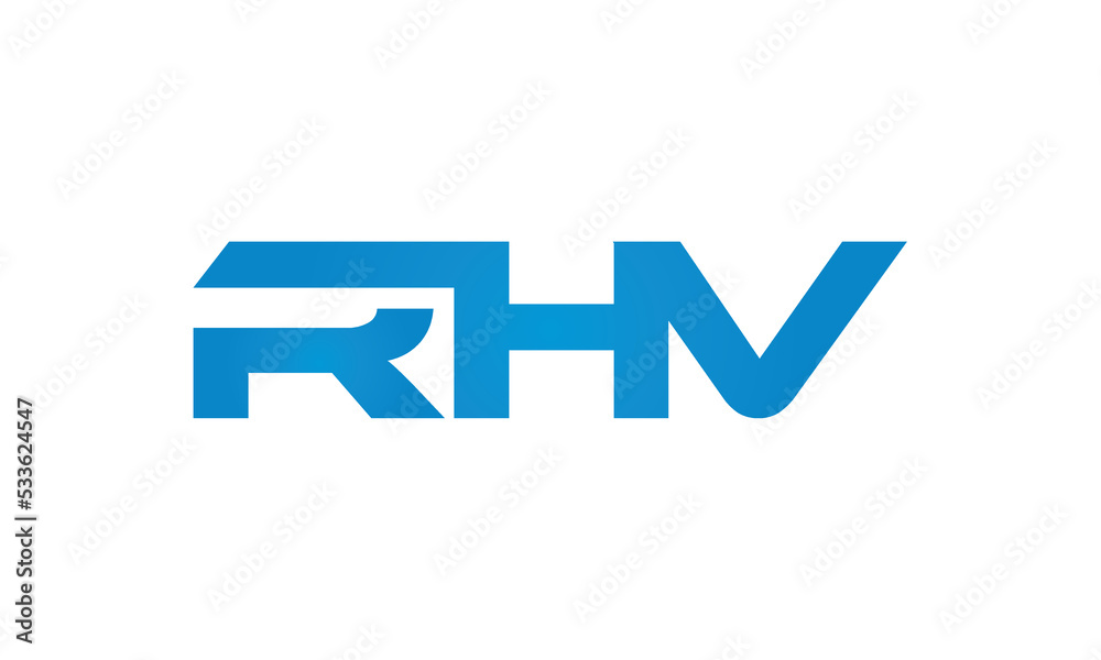 RHV monogram linked letters, creative typography logo icon RHV monogram linked letters, creative typography logo icon