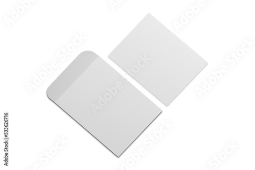 Blank white letter size mailing stationary mockup. C4 envelope and A4 letter document template isolated on white background. 3d rendering.