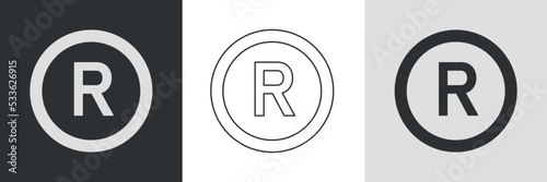 Trademark registration icon set. Inversion sign. Vectror illustration