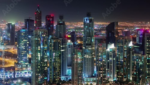 Wallpaper Mural night light illumination dubai city roof top panorama 4k time lapse uae Torontodigital.ca