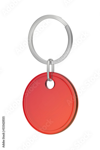 Round plastic keychain isolated on transparent background