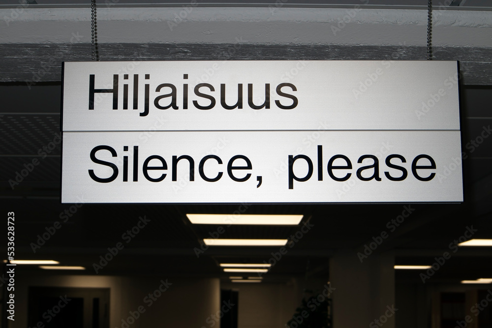 Hiljaisuus Silence, please Library notice