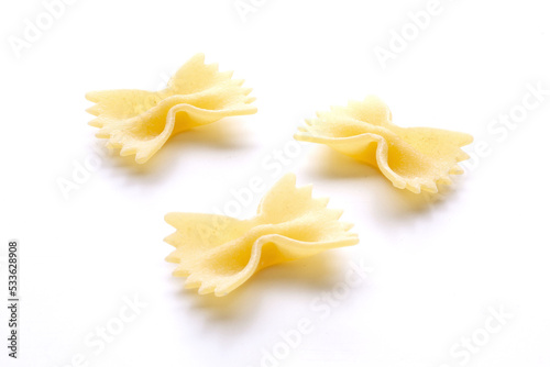 small composition of pasta on a white background