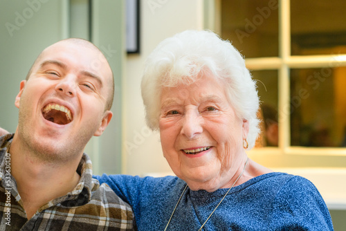 portrait of senior woman and grandson