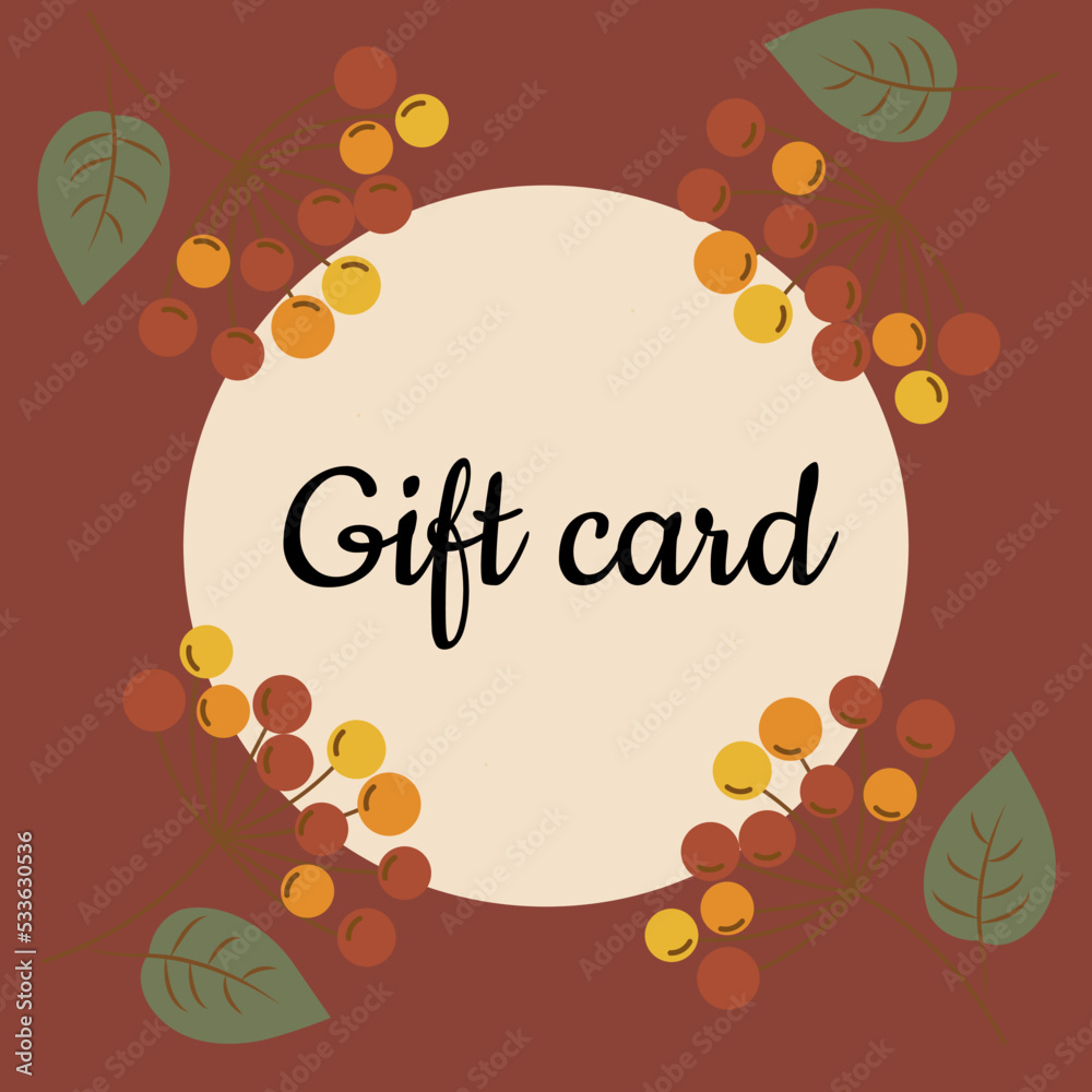 Gift greetings card with minimalistic design and autumn mood