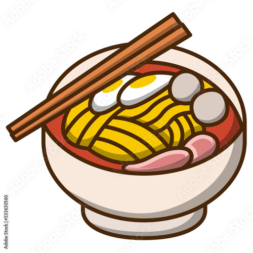 ramen with chopsticks. noodle bowl