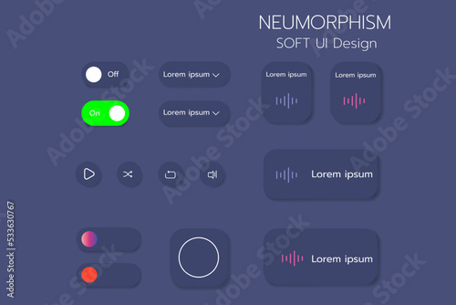 User interface elements for finance mobile app. New trendy neumorphic design.