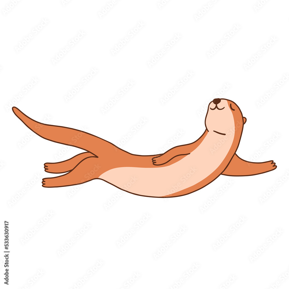 Cute otter. Vector flat cartoon illustration isolated on white