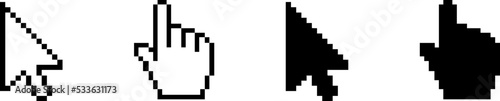 Pixel Art Mouse Pointer Cursor Vector Icons Set