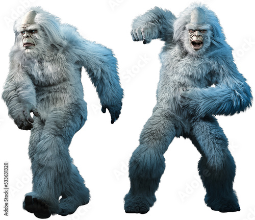 Yeti or abominable snowman 3D illustration 