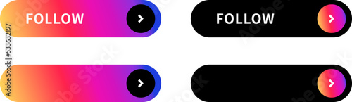 Rainbow Gradient Follow Buttons Set Vector