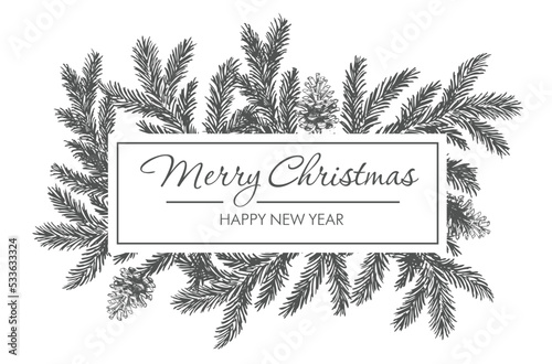 Christmas frame in sketch style. Hand drawn illustration.	
