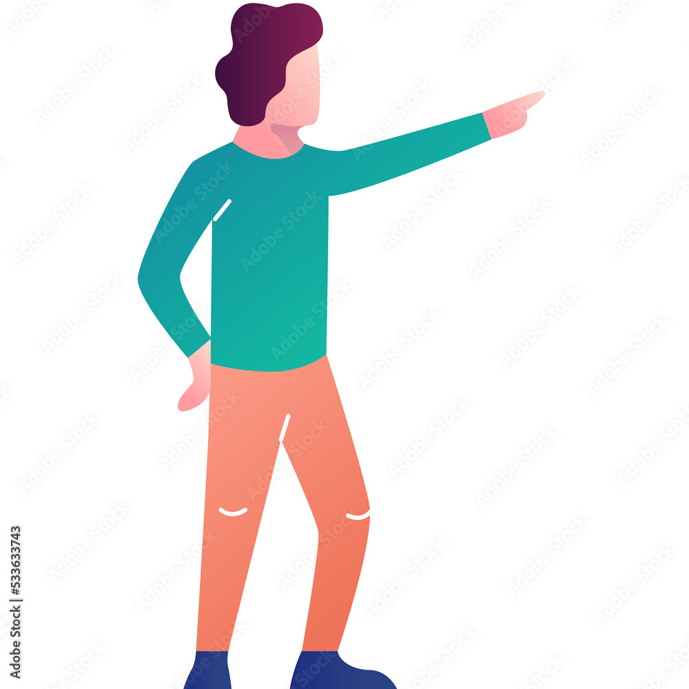 Man pointing forward flat vector icon isolated