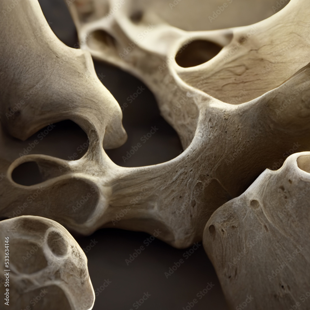 Macro view of bone spongy structure illustration