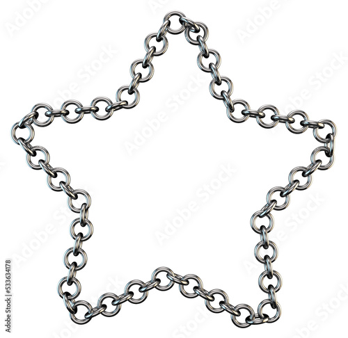 Metal chain. 3D rendering illustration. Star frame.