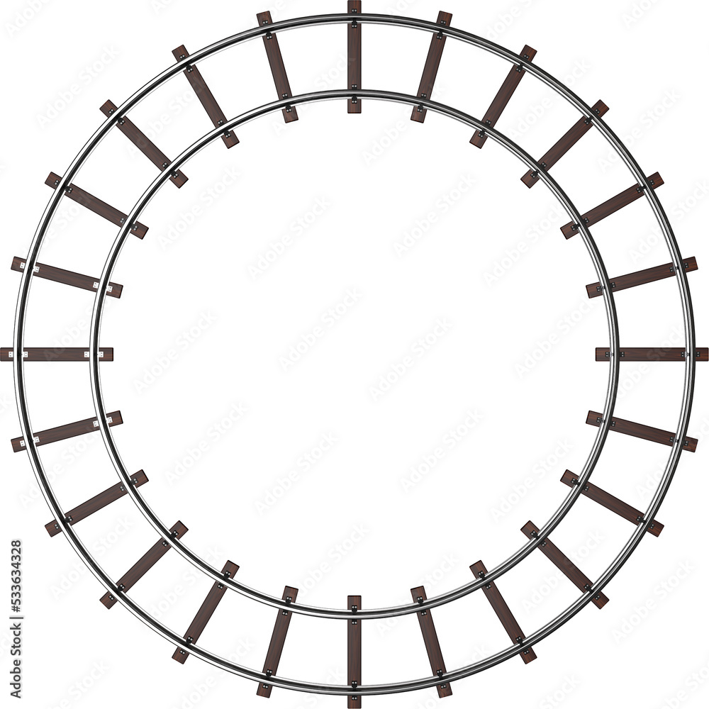 Fototapeta premium Round railway track. 3D rendering illustration.
