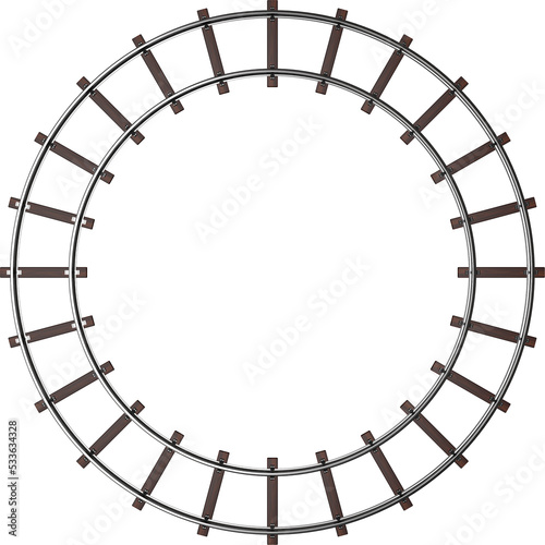 Round railway track. 3D ren...