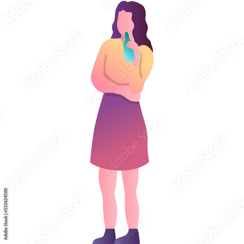 Woman holding drink bottle vector icon isolated