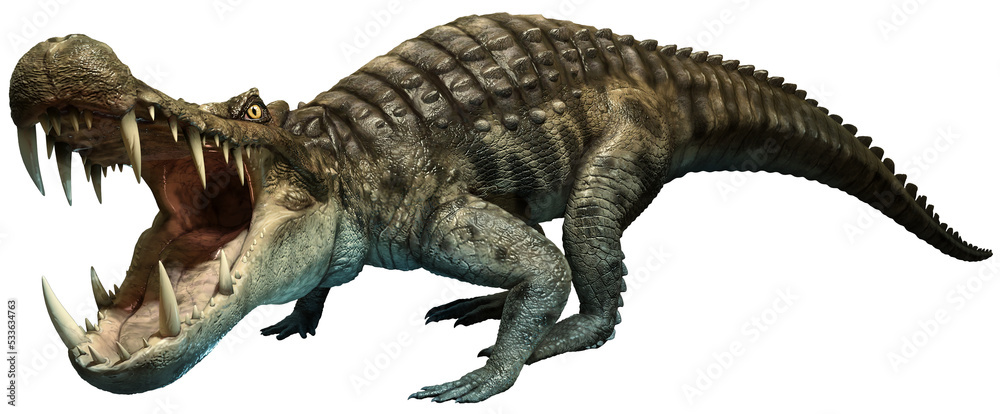 Fototapeta premium kaprosuchus , prehistoric crocodile 3D illustration