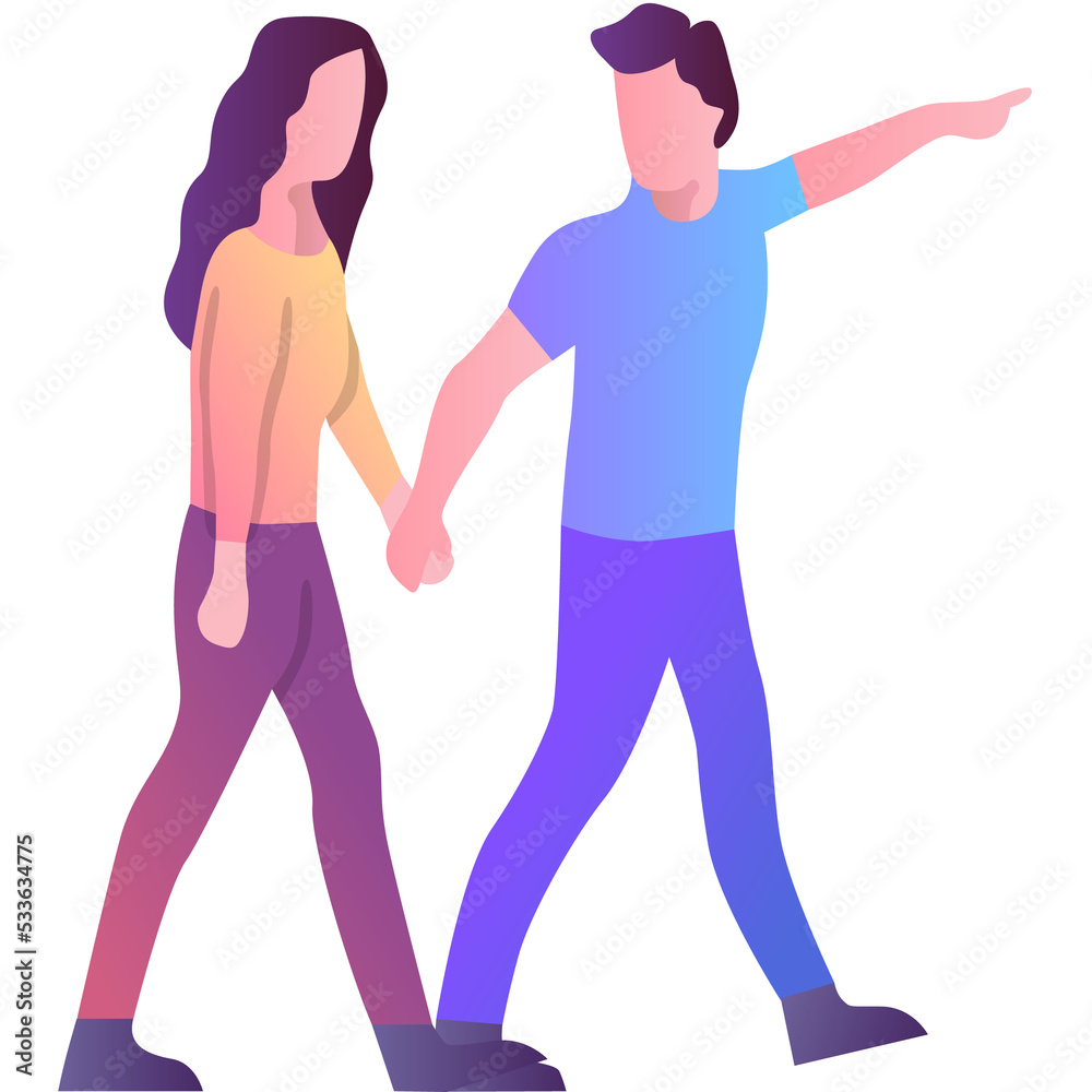Happy family couple walking together vector icon Happy family couple walking together vector icon