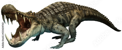 Valokuva kaprosuchus , prehistoric crocodile 3D illustration