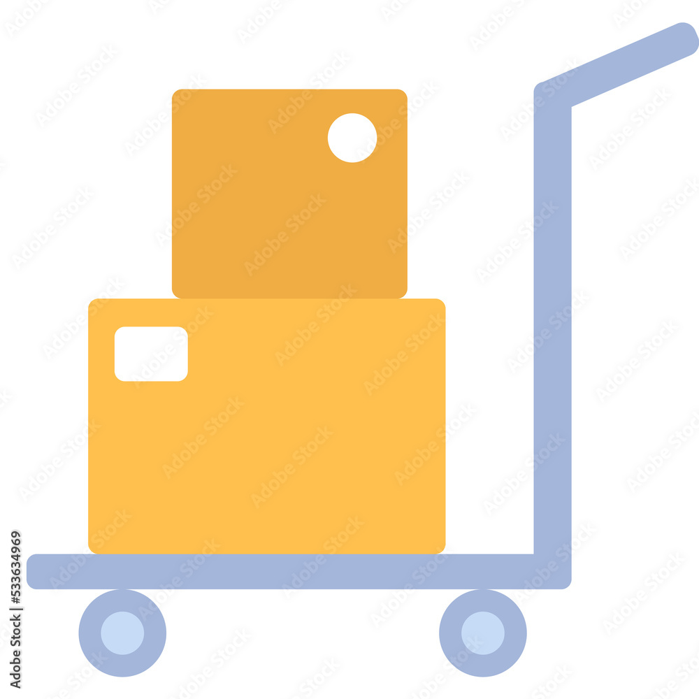 Cart with parcel cardboard box vector icon Cart with parcel cardboard box vector icon