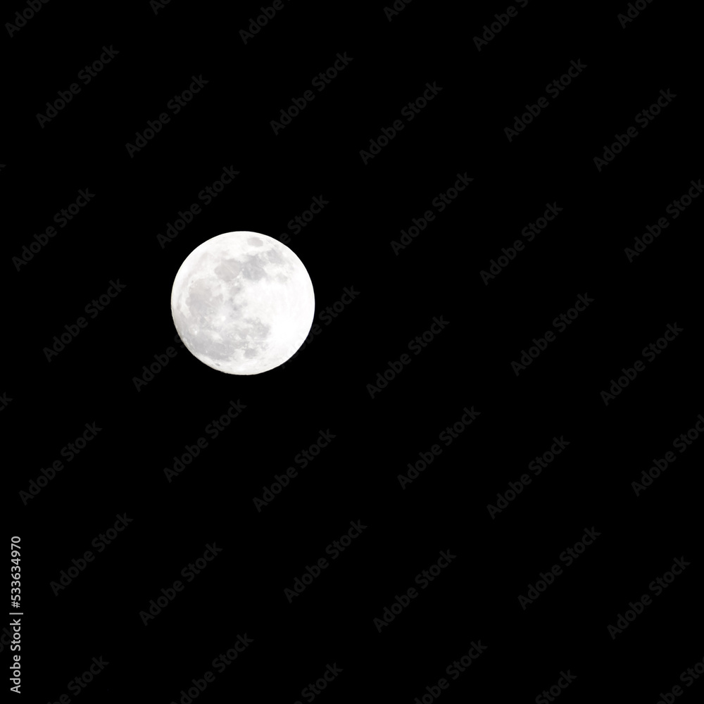 Obraz premium Moon Timelapse, Stock time lapse : Full moon rise in dark nature sky, night time. Full moon disk time lapse with moon light up in night dark black sky. High-quality free video footage or timelapse