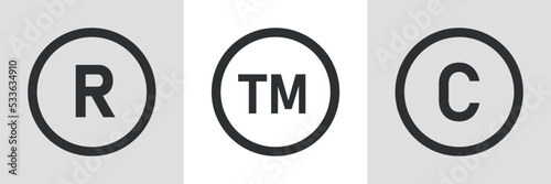 Registered Trademark sign, copyright.  Circle intellectual legal property. Vector illustration
