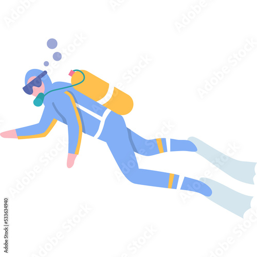 Scuba diver vector icon isolated on white
