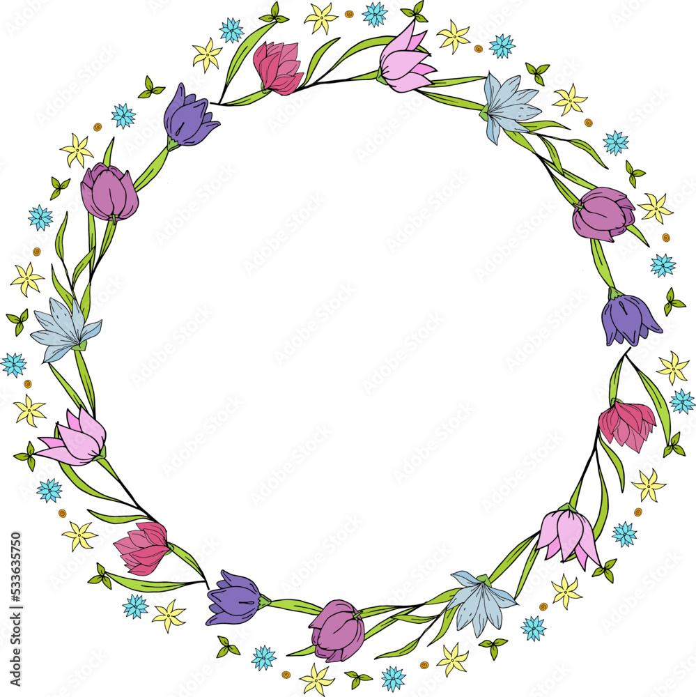 Fototapeta premium Floral wreath isolated on white background