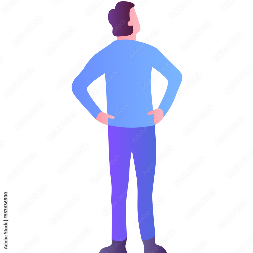 Back side view on man vector icon isolated