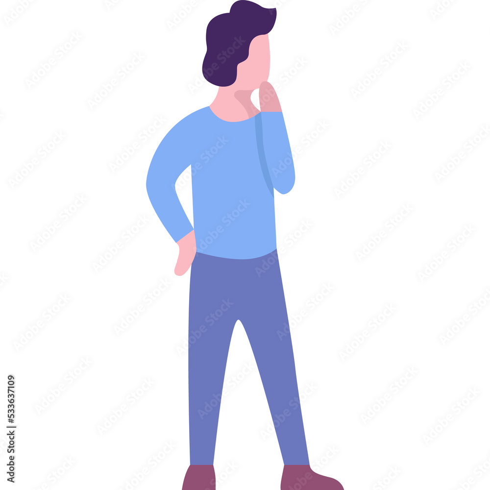 Pensive student vector doubt person flat icon Pensive student vector doubt person flat icon