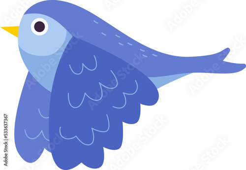 Flying cute bird flat illustration