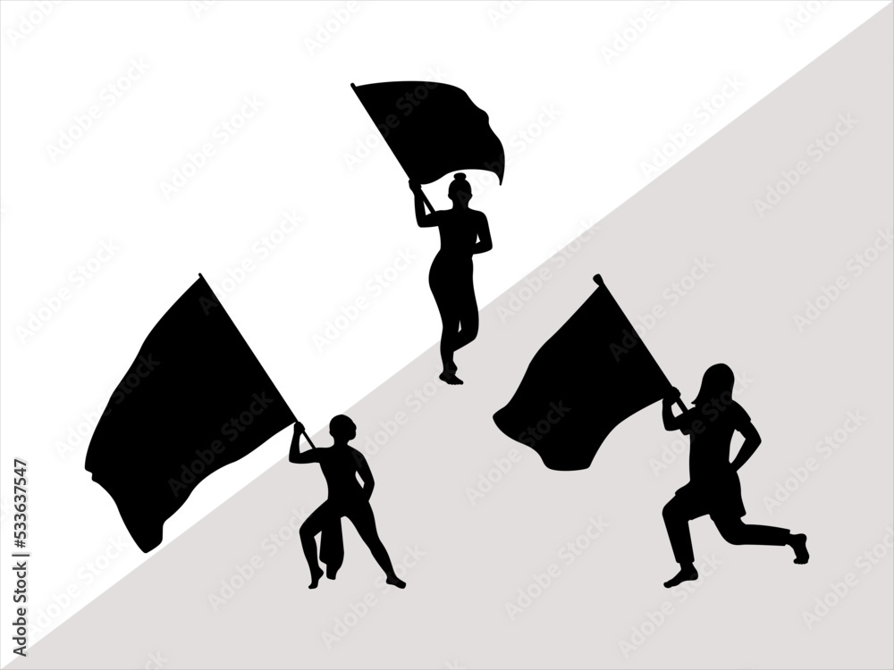 Color Guard Flags Svg, Color Guard Svg, Marching Band Silhouette, Male Color Guard SVG, Marching