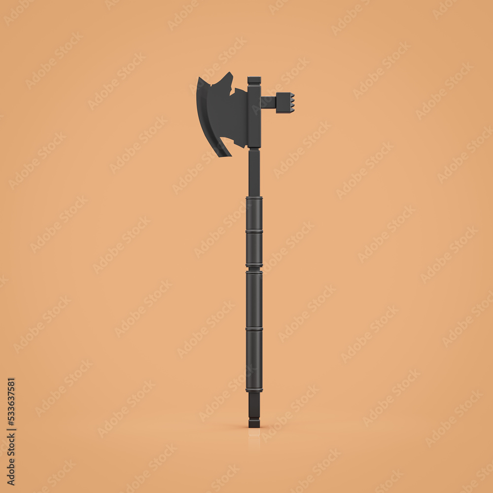 Black medieval battle axe, nordic skyrim battleaxe weapon. Single blade ...