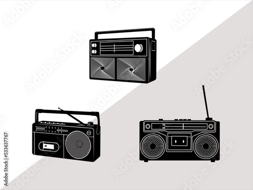 Radio svg - Radio Silhouette - Radio svg bundle-Boombox svg- Boombox Cutfile- Boombox Clipart 