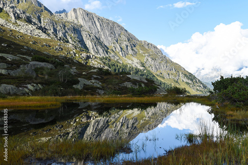 reflection lake in the mountains Göscheneralp