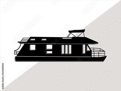 Houseboat SVG, Boat house svg, Houseboat Clipart, Houseboat Vector Illustration, Cut file for silhouette, svg, eps, dxf, png, clipart cricut 