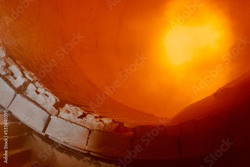 Working area of rotating calcium carbonate burning kiln
