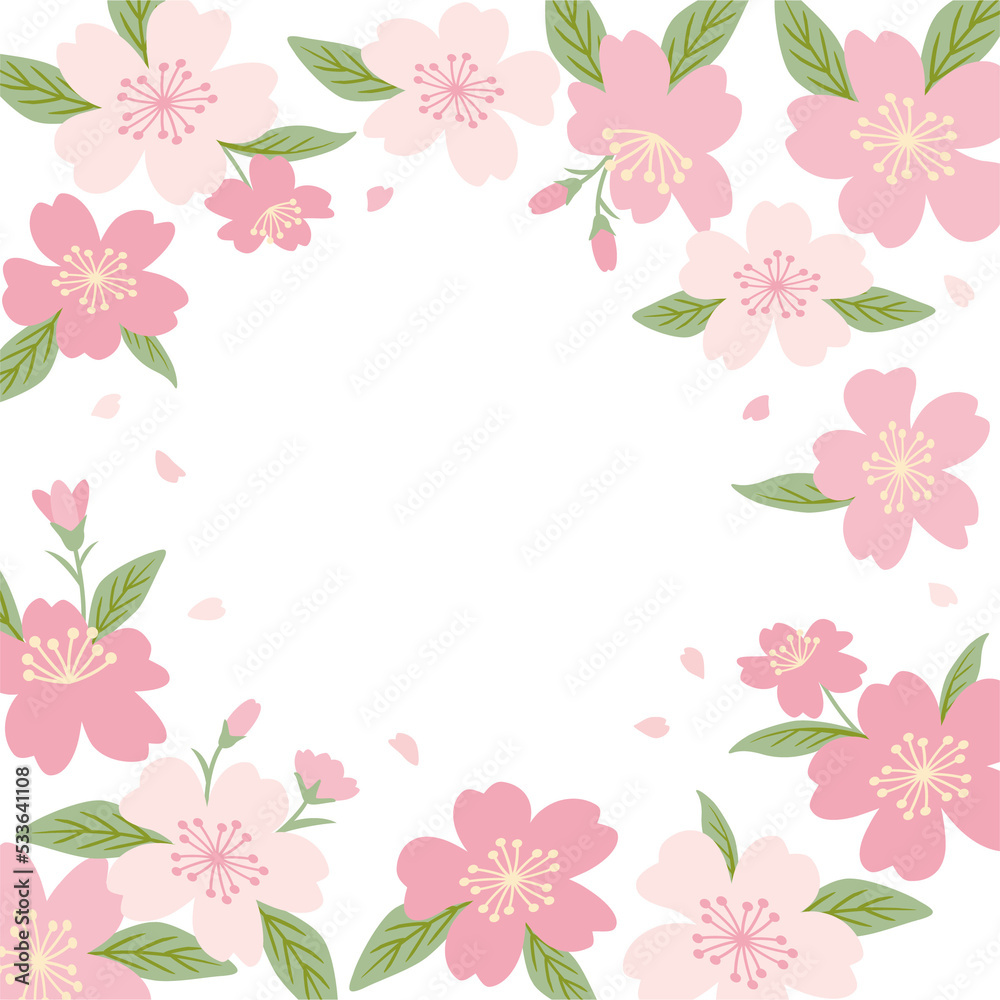 Cherry blossom flower frame illustration