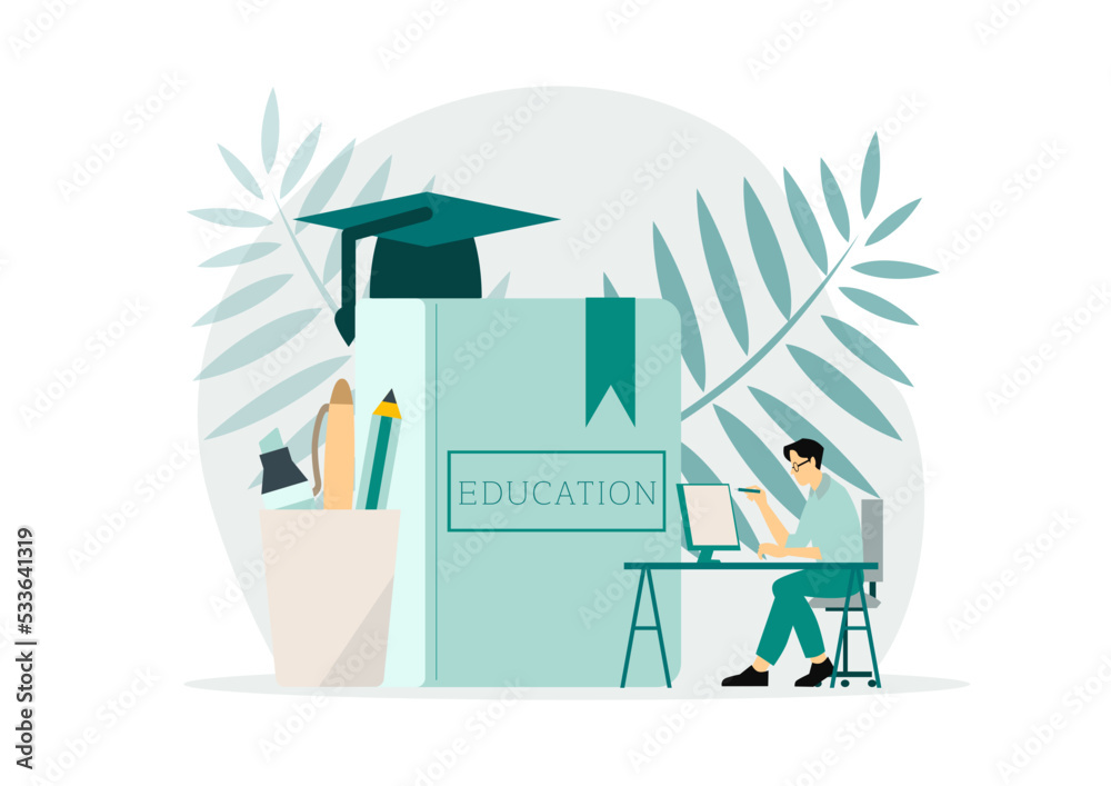 People learning isolated flat vector illustration. Cartoon characters taking individual lessons. Education concept.