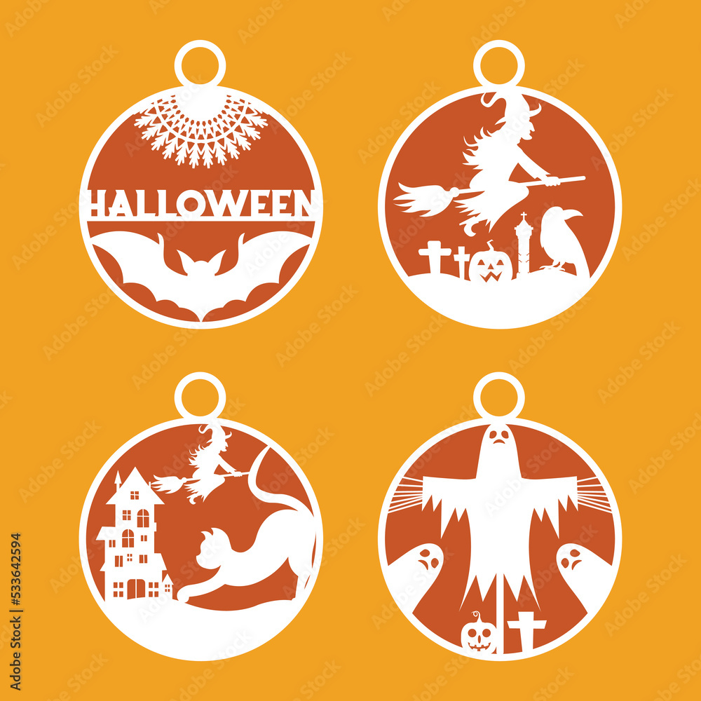 Naklejka premium Halloween ornaments element vector set