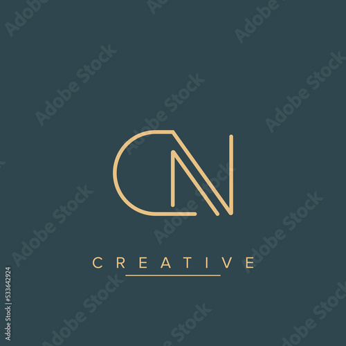 Outstanding professional trendy monogram letters CN or NC initial based Alphabet icon logo.