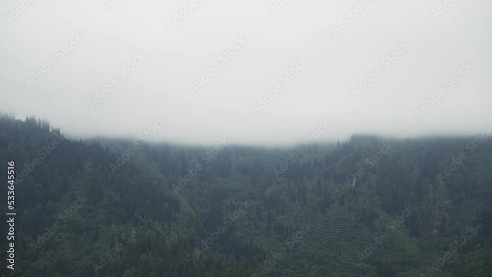 Aerial Mountain and Green Trees in the Mist 4K Aerial Mountain and Green Trees in the Mist 4K