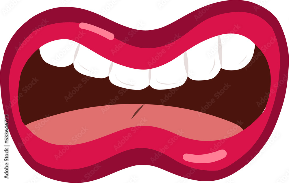 Female mouth expressions in comic style. Different emotions through lips. Angry expression. Female mouth expressions in comic style. Different emotions through lips. Angry expression.